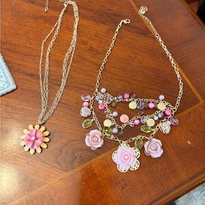 Elegant Pink and Gold Floral Necklaces